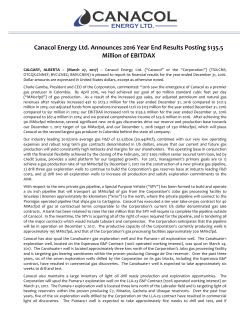 Announces 2016 Year End Results Posting $135.5 Million of EBITDAX