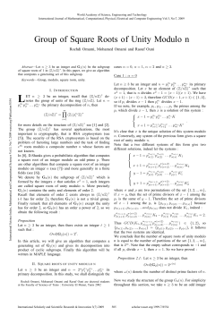 Group of Square Roots of Unity Modulo n