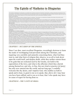 THE EPISTLE OF MATHETES TO DIOGNETUS