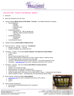 February, 2016 &ndash; Parents` Club Meeting - Agenda