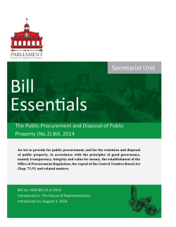 Bill Essentials - The Public Procurement and Disposal of Public