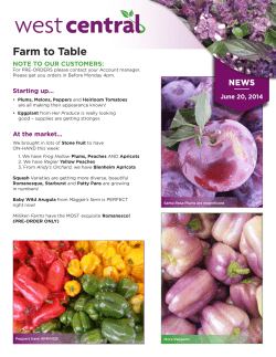 Farm to Table - West Central Food Service