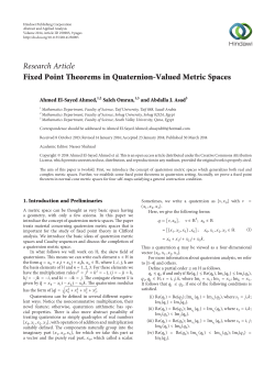 Fixed Point Theorems in Quaternion