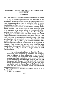 Power of Legislative Bodies to Punish for Contempt