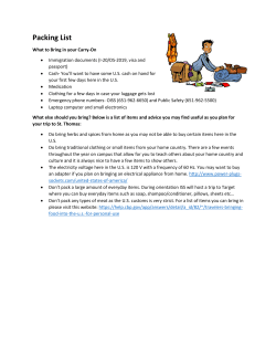 Packing List - University of St. Thomas