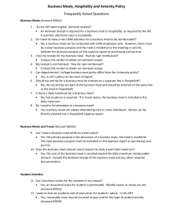 Business Meals, Hospitality and Amenity Policy Frequently Asked