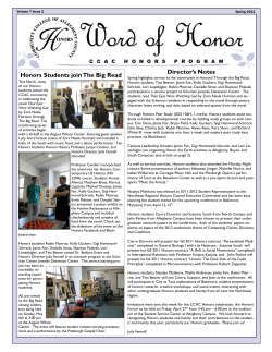 Director`s Notes Honors Students join The Big Read