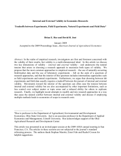 Internal and External Validity in Economics Research: Trade