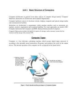 Unit I: Basic Structure of Computers Computer Types