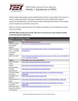 Module 1: Introduction to OSHA