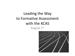 Leading the Way to Formative Assessment with the KCAS