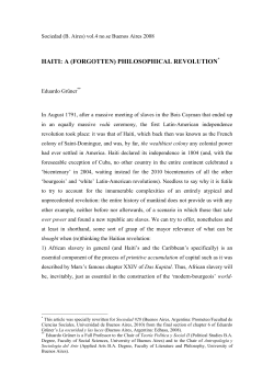 HAITI: A (FORGOTTEN) PHILOSOPHICAL REVOLUTION