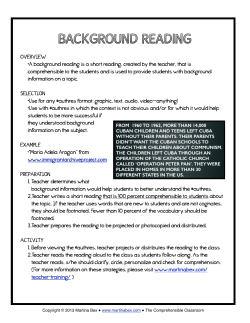 background reading - The Comprehensible Classroom