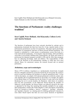 The functions of Parliament - Australasian Study of Parliament Group