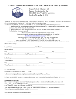 Team Catholic Charities NY Runner Application for the 2016 TCS