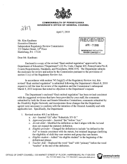 education office of chief counsel - Independent Regulatory Review