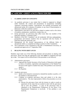 Grievance Procedure - Stellenbosch University