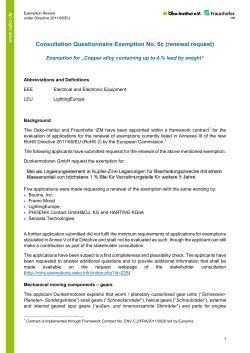 Consultation Questionnaire Exemption No. 6c (renewal request)