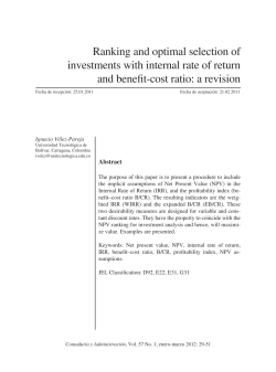Ranking and optimal selection of investments with internal rate of