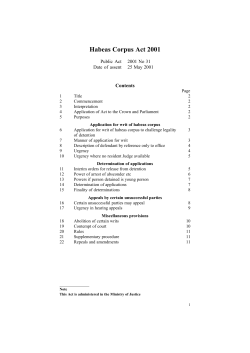 Habeas Corpus Act 2001 - New Zealand Legislation
