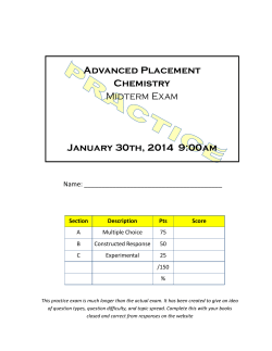 Advanced Placement Chemistry Midterm Exam January 30th, 2014