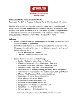 Titles: Use of Italics versus Quotation Marks