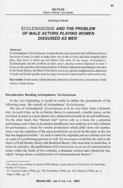 ecclesiazusae and the problem of male actors playing women