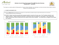 Abraham Lincoln School Improvement Plan (SIP) Executive