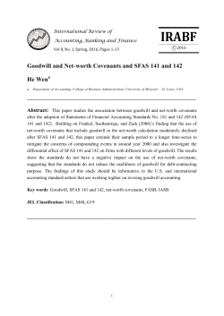 Goodwill and Net-worth Covenants and SFAS 141 and 142 He Wen