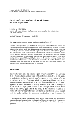 Stated preference analysis of travel choices: the state of practice