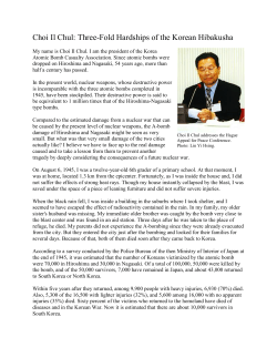 Choi Il Chul: Three-Fold Hardships of the Korean Hibakusha