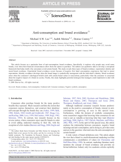 Anti-Consumption and brand avoidance