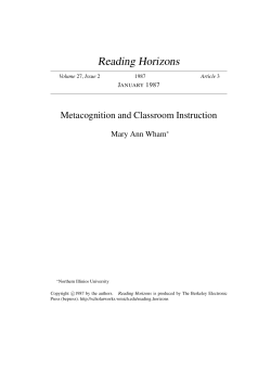 Metacognition and Classroom Instruction