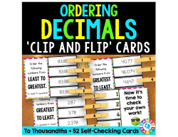 Ordering Decimals Clip Cards