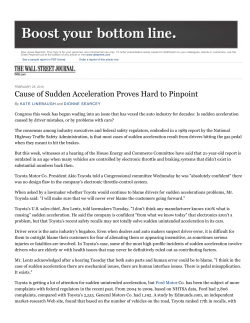 Cause of Sudden Acceleration Proves Hard to Pinpoint
