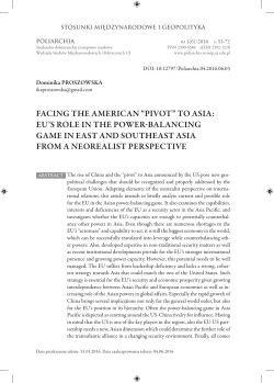 FACING tHE AMERICAN “PIvOt” tO ASIA: EU`S - Poliarchia