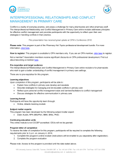 INTERPROFESSIONAL RELATIONSHIPS AND CONFLICT
