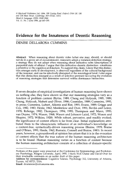 Evidence for the Innateness of Deontic Reasoning