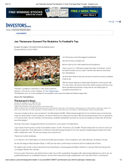 Joe Theismann Gunned The Redskins To