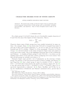 CHARACTER DEGREE SUMS OF FINITE GROUPS 1. Introduction