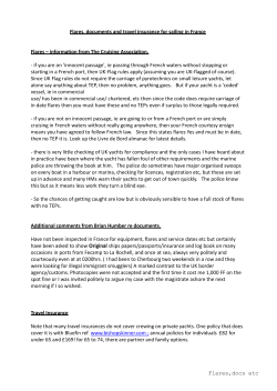 Flares, documents and travel insurance for sailing in France Flares