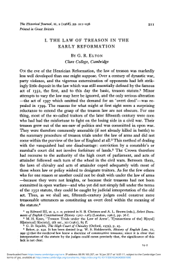 I. The Law of Treason in the Early Reformation