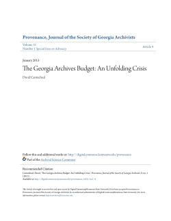 The Georgia Archives Budget: An Unfolding Crisis