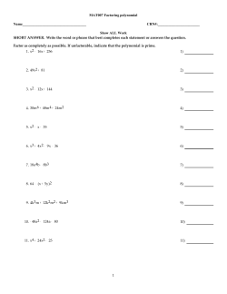 MAT007 Factoring polynomial