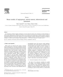 Mouse models of angiogenesis, arterial stenosis, atherosclerosis