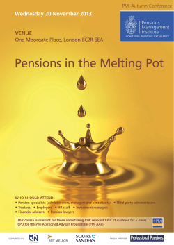 Pensions in the Melting Pot - The Pensions Management Institute