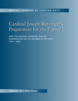 Cardinal Joseph Ratzinger`s Preparation for the Papacy Cardinal