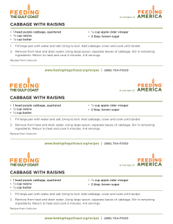 Cabbage with Raisins - Feeding the Gulf Coast