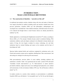introduction &ndash; male and female identities