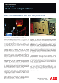 Case Study PCS80 Active Voltage Conditioner